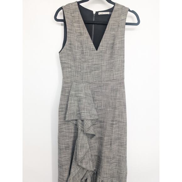 NWT Alice + Olivia Birch Ruffled Checked Maxi Dress Size 4 Checked Woven 2A452 - Picture 5 of 12